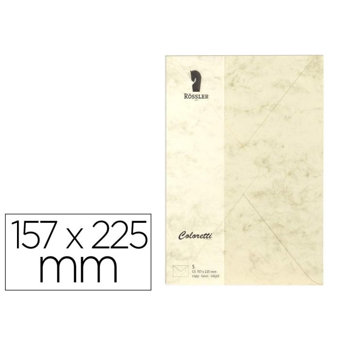 Sobre Rossler Coloretti C5 Color Marmol Crema 157x225 mm Pack De 5 Unidades