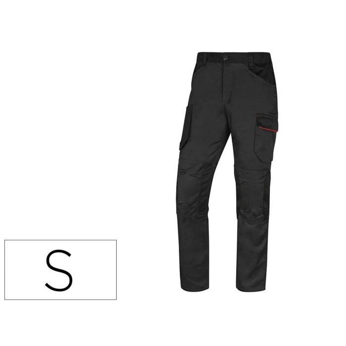 Pantalon De Trabajo Deltaplus Con Cintura Elastica 7 Bolsillos Color Gris-Rojo Talla S