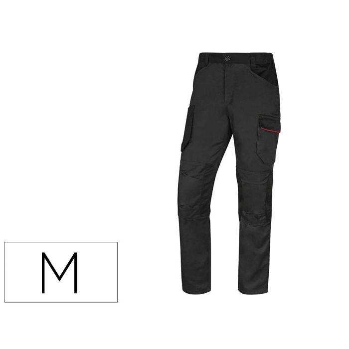 Pantalon De Trabajo Deltaplus Con Cintura Elastica 7 Bolsillos Color Gris-Rojo Talla M