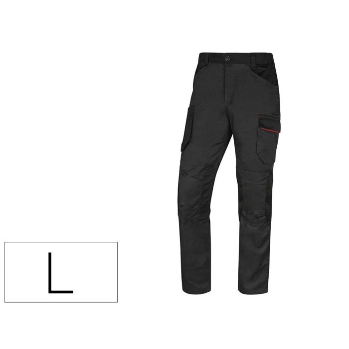 Pantalon De Trabajo Deltaplus Con Cintura Elastica 7 Bolsillos Color Gris-Rojo Talla L