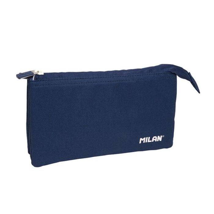 Bolso Escolar Portatodo Milan 1918 Collection 3 Cremalleras Y 5 Compartimentos Azul Marino 215x35x125 mm