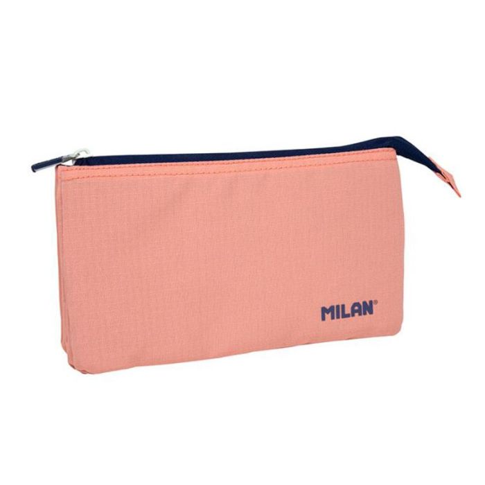 Bolso Escolar Portatodo Milan 1918 Collection 3 Cremalleras Y 5 Compartimentos Rosa 215x35x125 mm