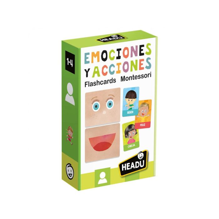 Headu Flashcards Emociones Y Acciones Montessori Tarjetas Táctiles De Multiactividad 1-4 Años