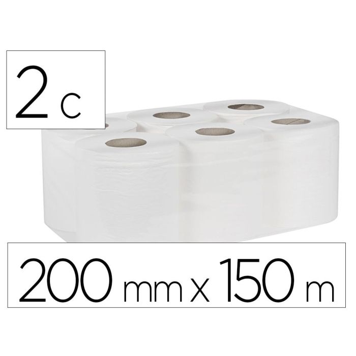 Papel Secamanos Bunzl Greensource 2 Capas Celulosa Blanca 200 mm X 150 Mt Paquete De 6 Rollos