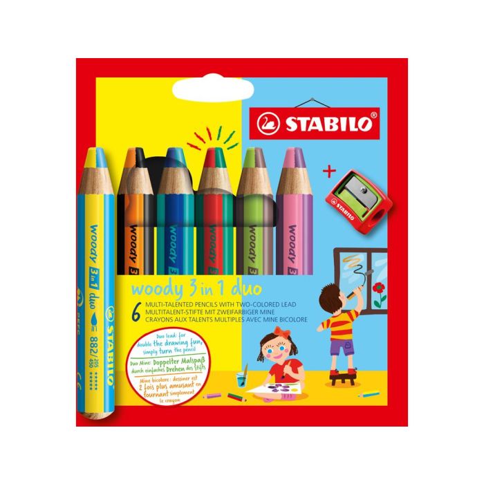 Lapices De Colores Stabilo Woody 3 En 1 Duo Estuche De 6 Colores Surtidos 1