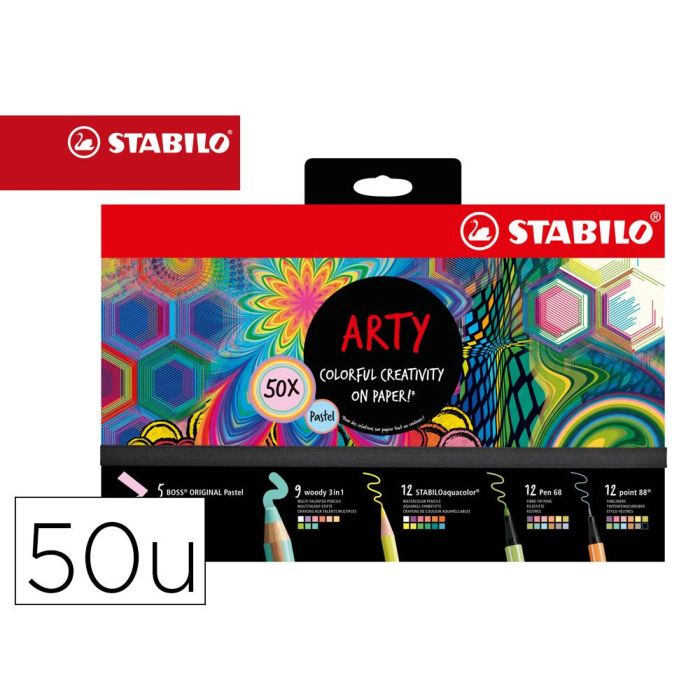 Stabilo Set Creativo Arty Pastel Estuche 50 Ud C-Surtidos