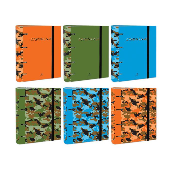 Carpeta De 4 Anillas De 40 mm Mixtas Carton Forrado Folio Colores Surtidos Camuflaje 6 Diseños 12 unidades 1