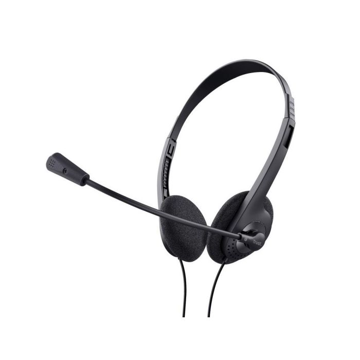 Trust Auriculares Basic Estéreo Jack 3.5 mm Ultraligeros Con Micrófono Flexible Ajustable Negro.