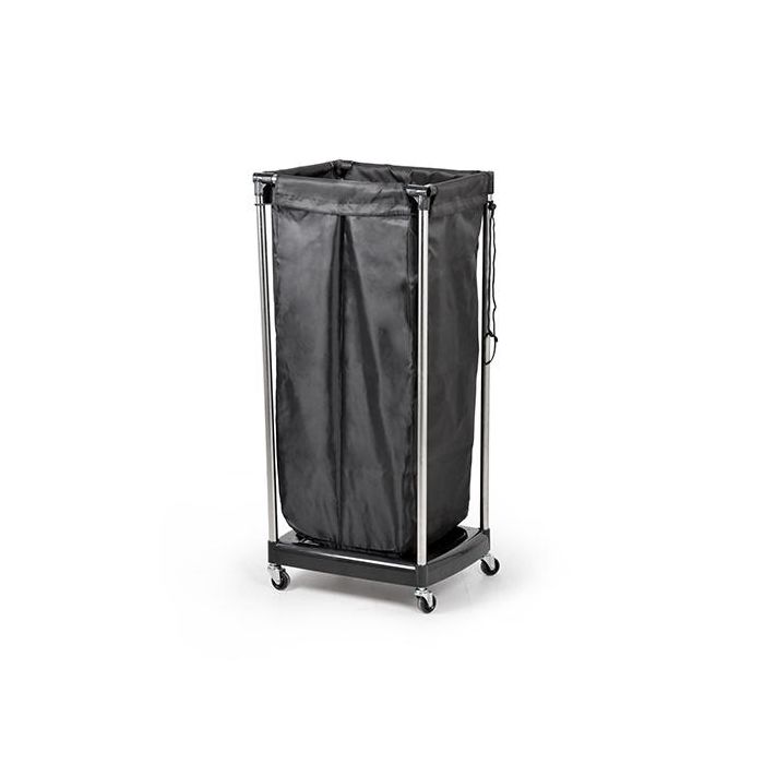 Bifull Toallero Tela Negro Oby con Ruedas, Práctico para Salones de Belleza, Medidas 85,5x38x31,5 cm