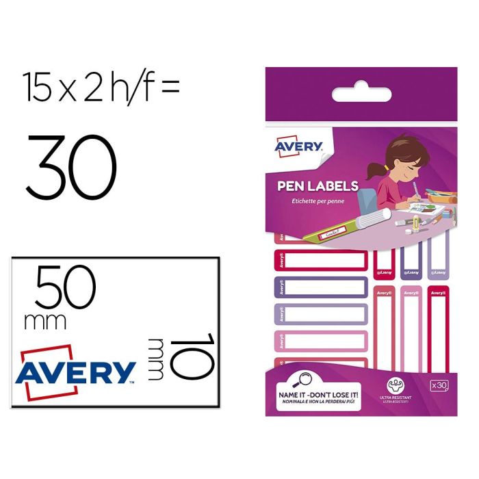 Etiquetas adhesivas Avery RESMI30F-UK Blanco Rojo 10 x 50 mm (30 unidades)