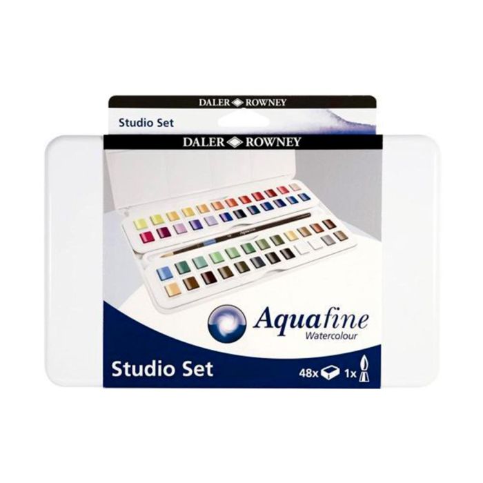 Acuarela Daler Rowney Aquafine Caja Metalica De 48 Colores Surtidos Con Pincel