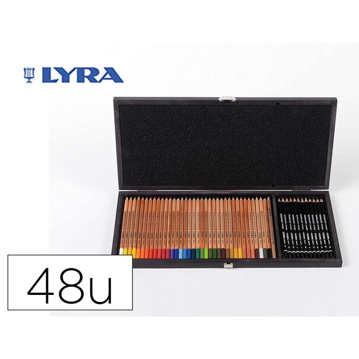 Lapices De Colores Lyra Rembrandt Polycolor 36 Olores Surtidos + 12 Lapices De Grafito En Maletin De Madera