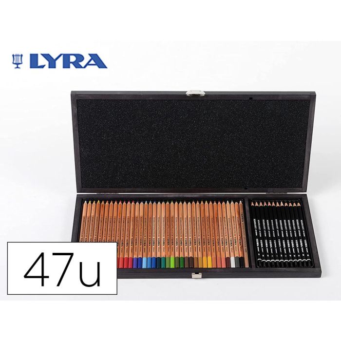 Set Dibujo Lyra Estuche De Madera Con 47 Piezas Surtidas