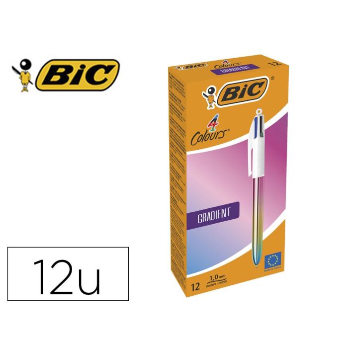 Bic Bolígrafo 4 Colores Gradient Cuerpo Blanco-Multicolor Caja 12 Ud