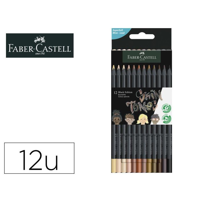 Lapices De Colores Faber Castell Black Edition Tonos De Piel Caja De 12 Unidades Colores Surtidos