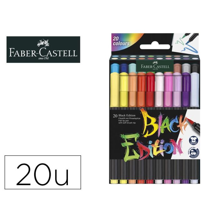 Rotulador Faber Castell Edicion Black Punta De Pincel Caja De 20 Unidades Colores Surtidos