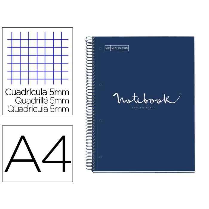 Cuaderno Espiral Miquelrius Notebook 1 Emotions Tapa Forrada Din A4 Microperforado 80 Hojas 90 gr-M2 Cuadro 5 mm