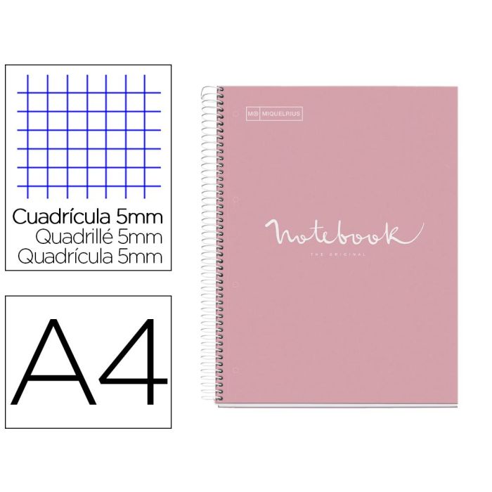 Cuaderno Espiral Miquelrius Notebook 1 Emotions Tapa Forrada Din A4 Microperforado 80 Hojas 90 gr-M2 Cuadro 5 mm
