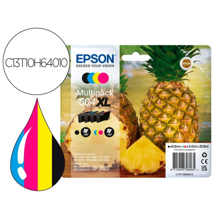 Epson Tinta Multipack Bk - C - M - Y Xp-2200, Wf-2910Dwf - 604XL *Mayor Capacidad*