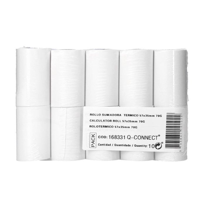 Rollo Sumadora Termico Q-Connect 57 mm Ancho X 35 mm Diametro Para Tpv Sin Bisfenol A Papel De 70 gr-M2 10 unidades 2