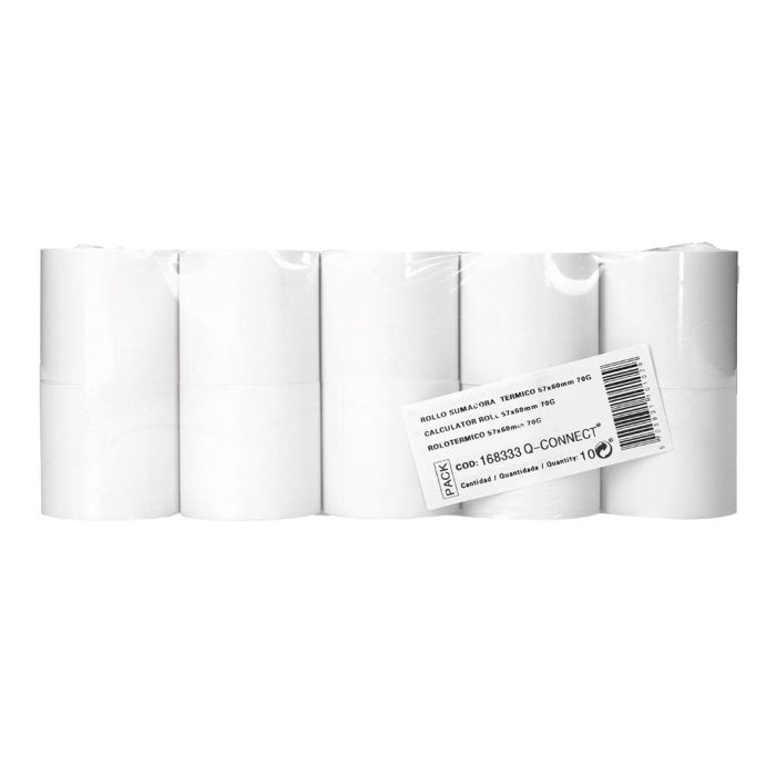 Rollo Sumadora Termico Q-Connect 57 mm Ancho X 60 mm Diametro Sin Bisfenol A Papel De 70 gr-M2 10 unidades 1