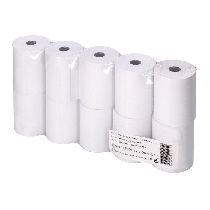 Rollo Sumadora Termico Q-Connect 80 mm Ancho X 60 mm Diametro Sin Bisfenol A Papel De 70 gr-M2 10 unidades 3