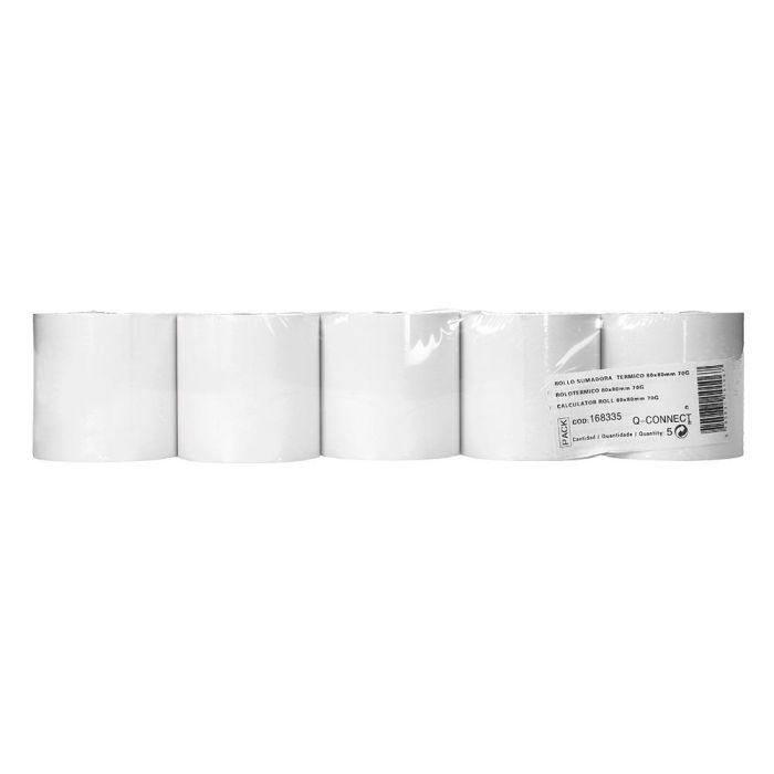 Rollo Sumadora Termico Q-Connect 80 mm Ancho X 80 mm Diametro Sin Bisfenol A Papel De 70 gr-M2 5 unidades