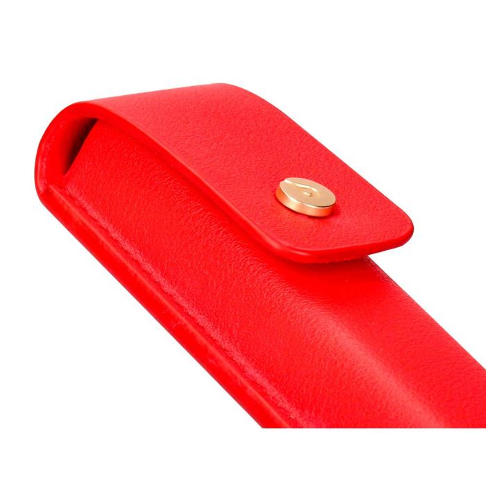 Pluma Y Estuche Cuero Belius Passion Dor Aluminio Textura Cepillada Color Rojo Y Dorado Tinta Azul Caja De Diseño 6