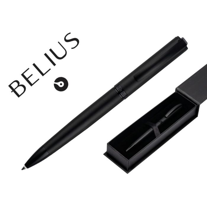 Boligrafo Belius Turbo Aluminio Color Negro Tinta Azul Caja De Diseño