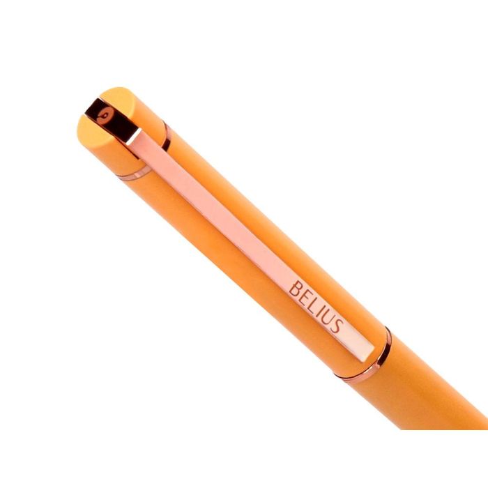Boligrafo Belius Rose Aluminio Color Naranja-Oro Rosa Tinta Azul Caja De Diseño 4