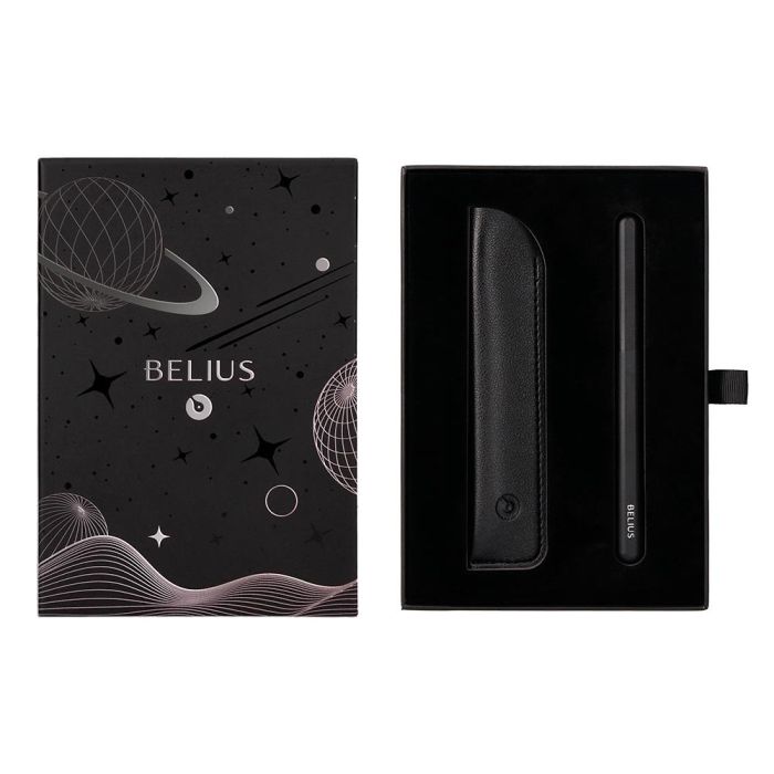 Pluma Y Funda De Similpiel Belius Space B Color Minimalista Negro Tinta Azul Caja De Diseño 3