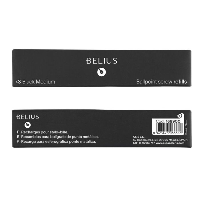 Recambio Boligrafo Belius Negro 0,8 mm Caja 3 Unidades 1