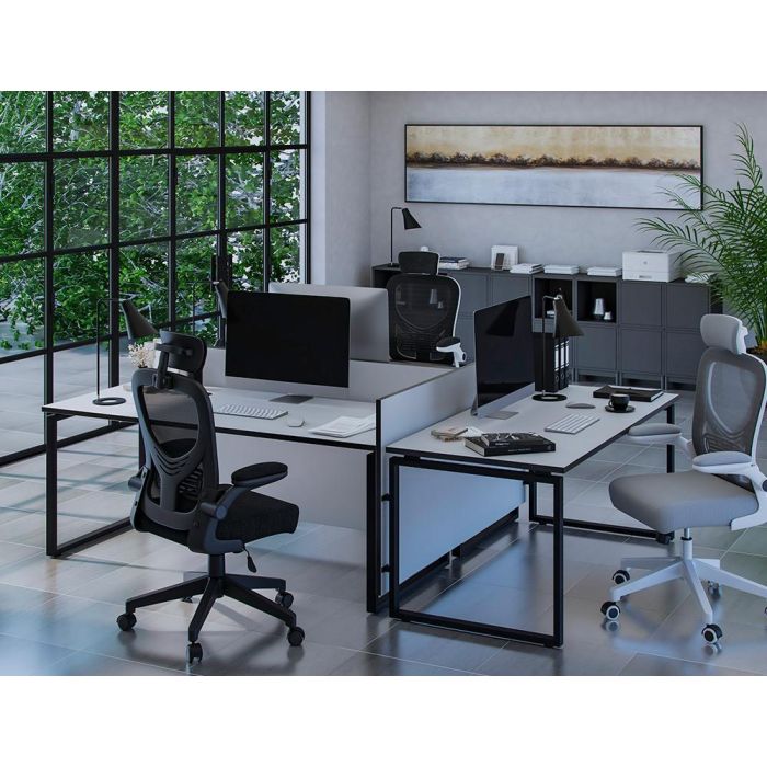 Silla Q-Connect Ergonomica Pal Ermo Malla Base Nylon Alt Max 1300 Anc 610 Prof 600 Ruedas Premium Color Blanco Negro 8