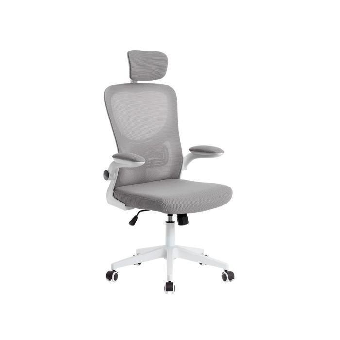 Silla Q-Connect Ergonomica Pal Ermo Malla Base Nylon Alt Max 1300 Anc 610 Prof 600 Ruedas Premium Color Blanco Gris 1