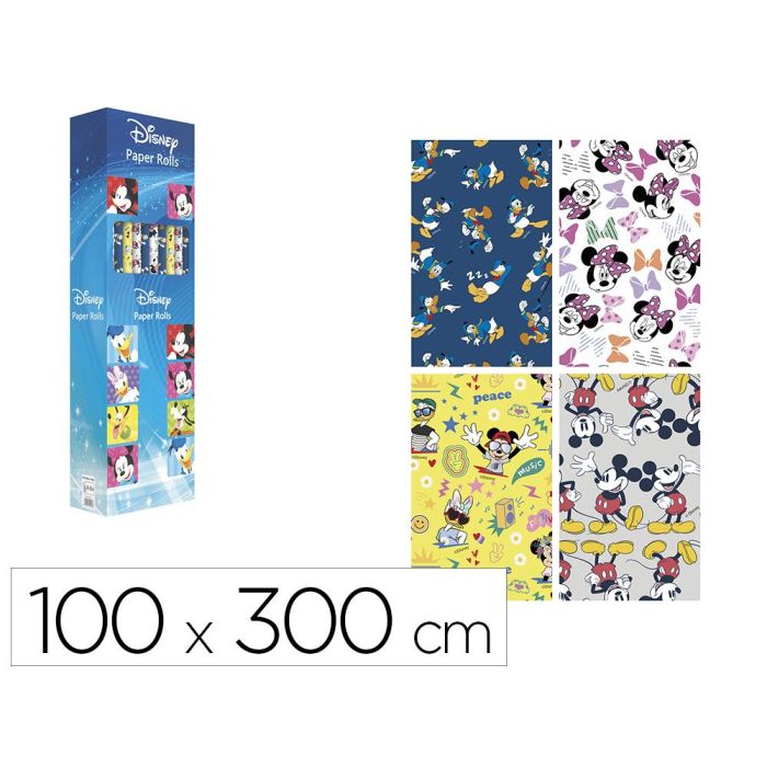 Papel De Regalo Basika Disney Rollo Ancho 100 cm Longitud 3 M Diseños Surtidos Gramaje 50 gr 40 unidades