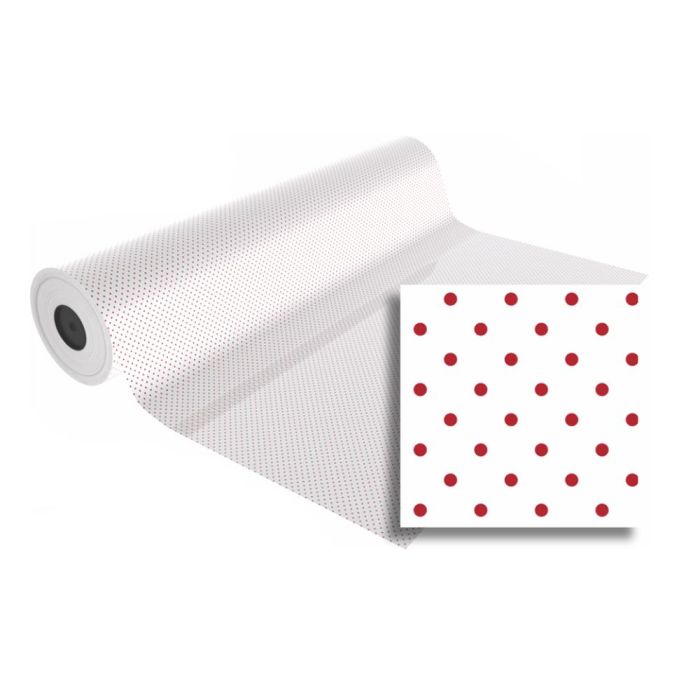 Papel De Regalo Basika Polipropileno Transparente- Puntos Rojos Bobina Ancho 70 cm Longitud 50 Mt