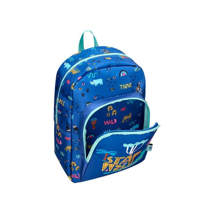 Cartera Escolar Liderpapel Moc Hila Infantil Safari Diseño Cocodrilo Azul Marino 330x100X250 mm 1