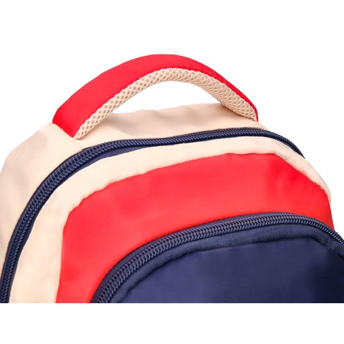 Cartera Escolar Liderpapel Moc Hila Multibolsillo Infantil Azul Marino Rojo Beige 350x110X270 mm 3