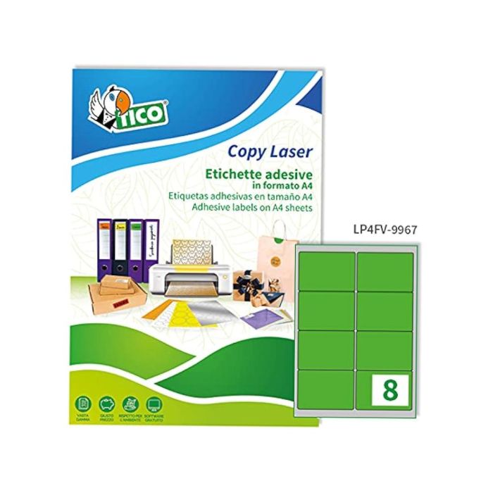 Etiqueta Adhesiva Tico Verde F Luorescentes Permanente Fsc Laser-Inkjet-Fotocopia 99,1x67,7 mmcaja De 560 Unidades 1