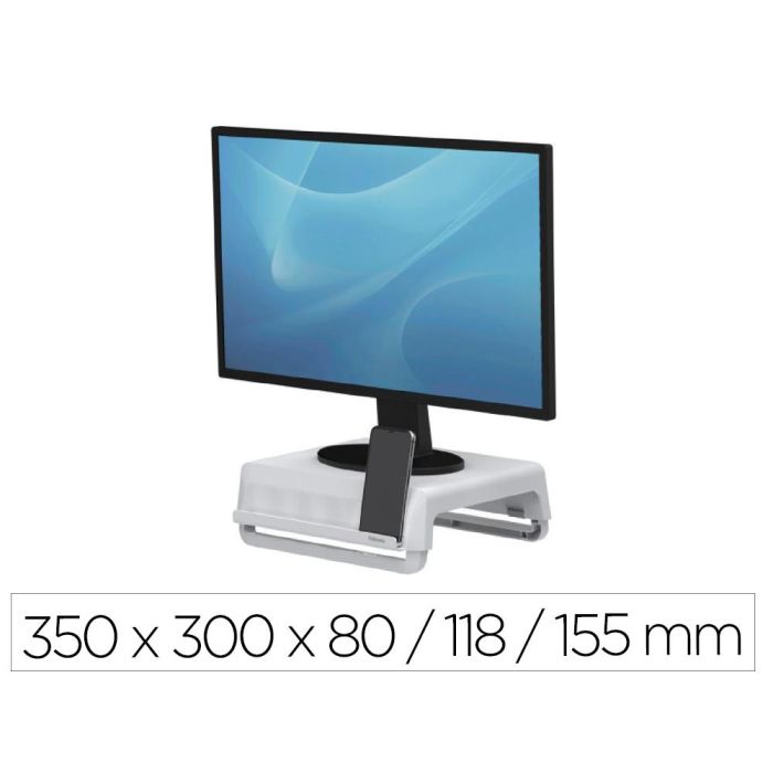 Soporte Fellowes Para Monitor Breyta 3 Ajustes De Altura Hasta 30 kg 100% Reciclable 350x300x80-118-155 mm Blanco