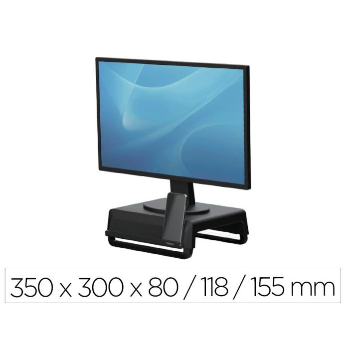 Soporte Fellowes Para Monitor Breyta 3 Ajustes De Altura Hasta 30 kg 100% Reciclable 350x300x80-118-155 mm Negro