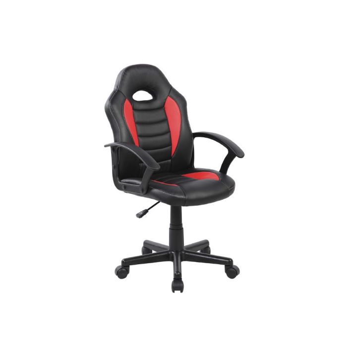 Silla Rocada Gaming Con Brazos Fijos Base Nylon Con Ruedas Similpiel Negro-Rojo 435x430X880-995 mm