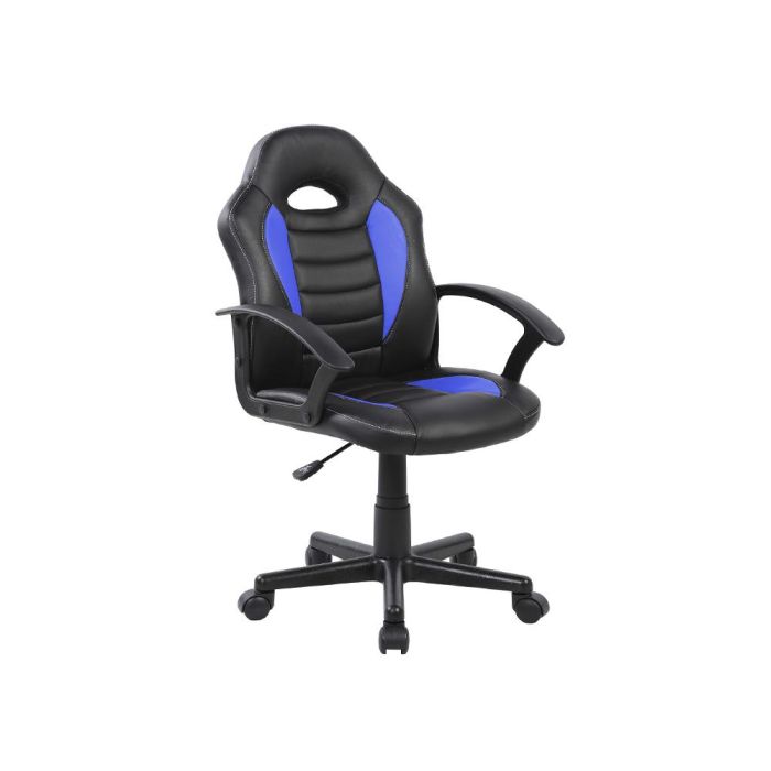 Silla Rocada Gaming Con Brazos Fijos Base Nylon Con Ruedas Similpiel Negro-Azul 435x430X880-995 mm