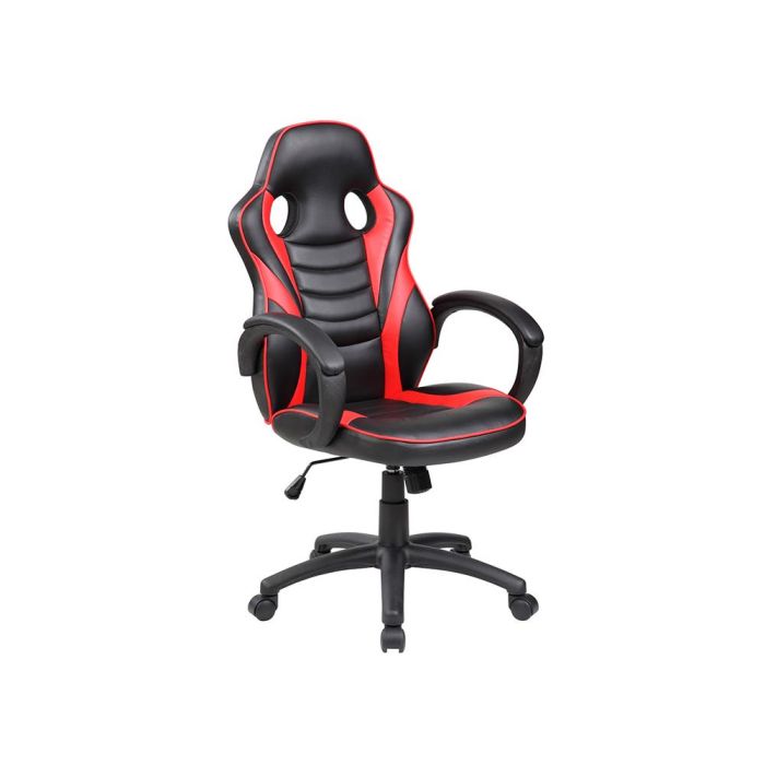 Silla Rocada Gaming Con Brazos Fijos Base Nylon Con Ruedas Basculante Similpiel Negro-Rojo 480x490X1060-1160