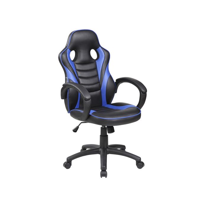 Silla Rocada Gaming Con Brazos Fijos Base Nylon Con Ruedas Basculante Similpiel Negro-Azul 480x490X1060-1160