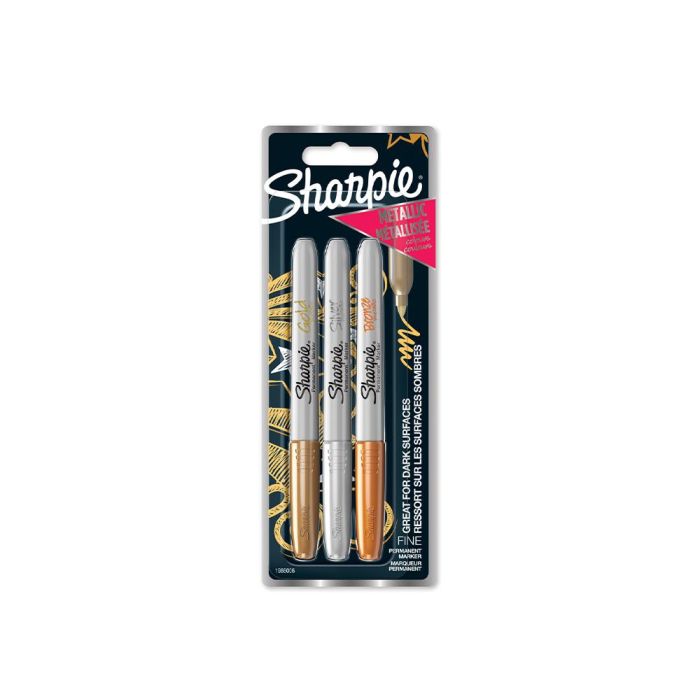 Rotulador Sharpie Permanente Fino Metalico Blister De 3 Unidades Oro-Plata-Bronce Clipstrip De 12 Blister 1