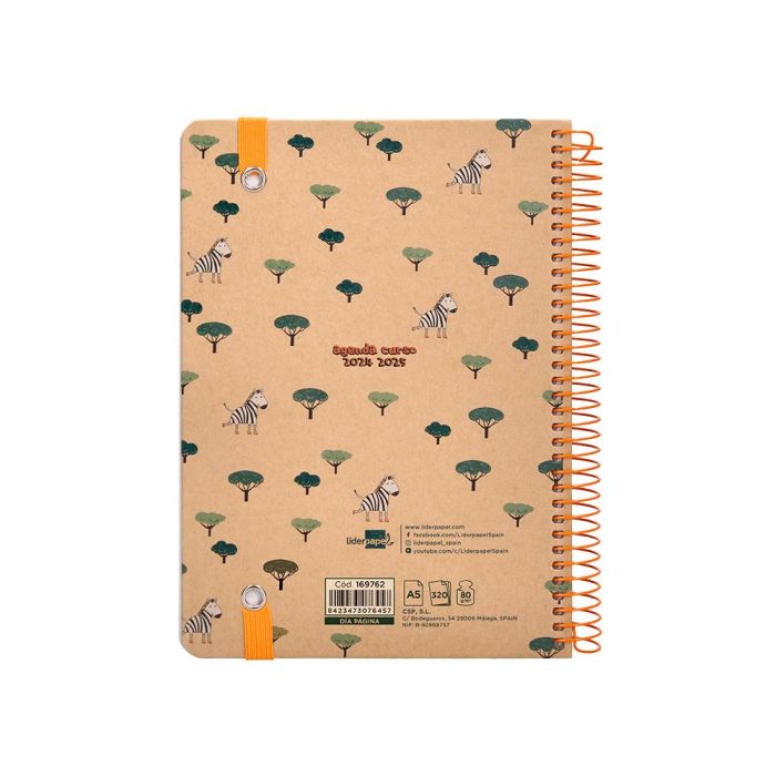 Agenda Escolar Liderpapel Año 24 - 25 Escolar Classic Zebra Día Página A5 Tetra