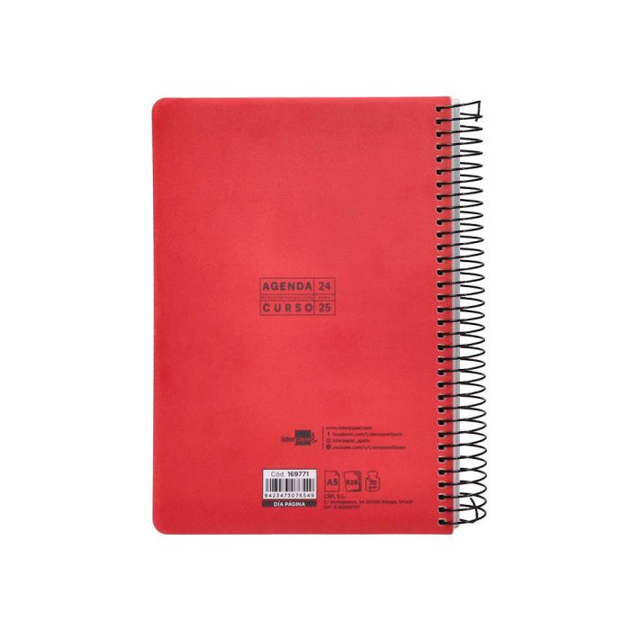 Agenda Escolar Liderpapel Año 24 - 25 Curso Basic Rojo Día Página A5