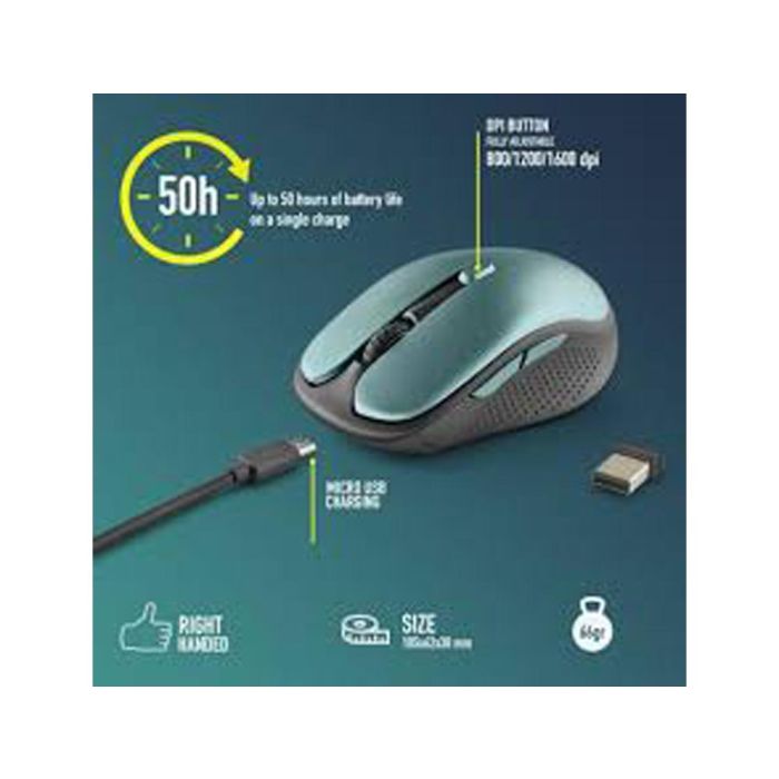 Raton Ngs Evo Rust Optico 800-1200-1600 Dpi Inalambrico 5 Botones Teclas Silenciosas Receptor Usb 2,4 grhz Verde 5