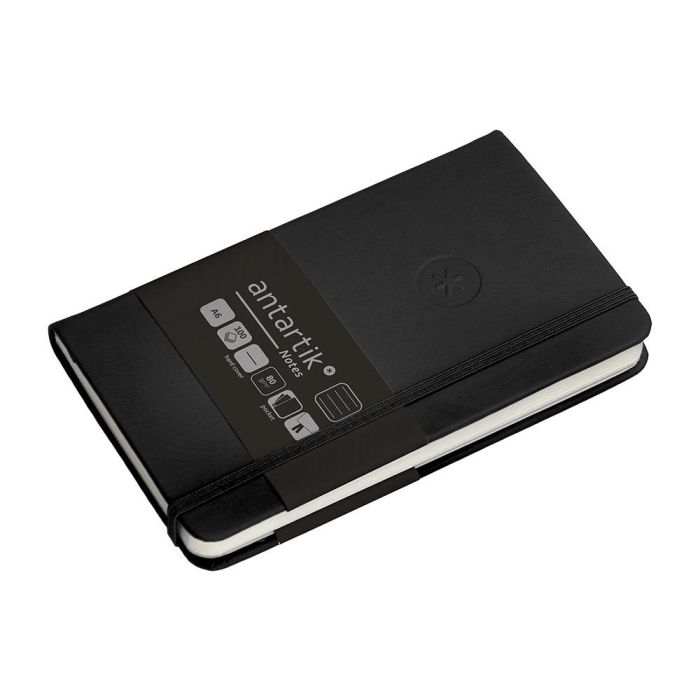 Cuaderno Con Gomilla Antartik Notes Tapa Dura A6 Hojas Rayas Negro 100 Hojas 80 gr Fsc 5